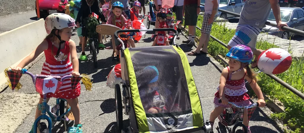 Kids in the bike parade on Canada Day.