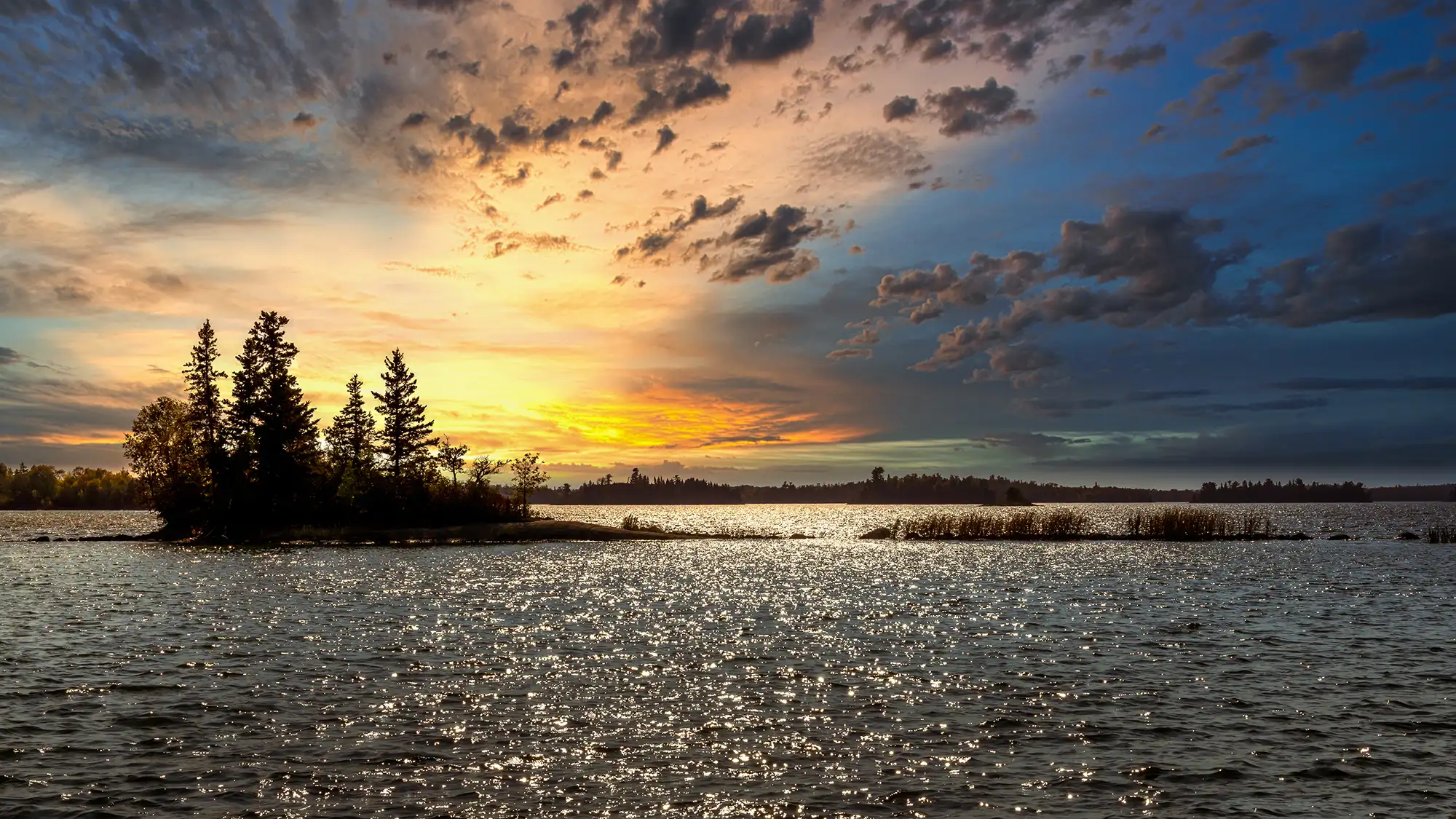 A view of sunset on the Lake of the Woods.